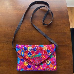 Mexican Embroidered Crossbody Clutch